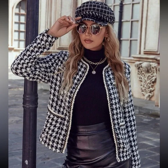 Fall Aesthetic Houndstooth lightweight Jacket - Picture 1 of 4